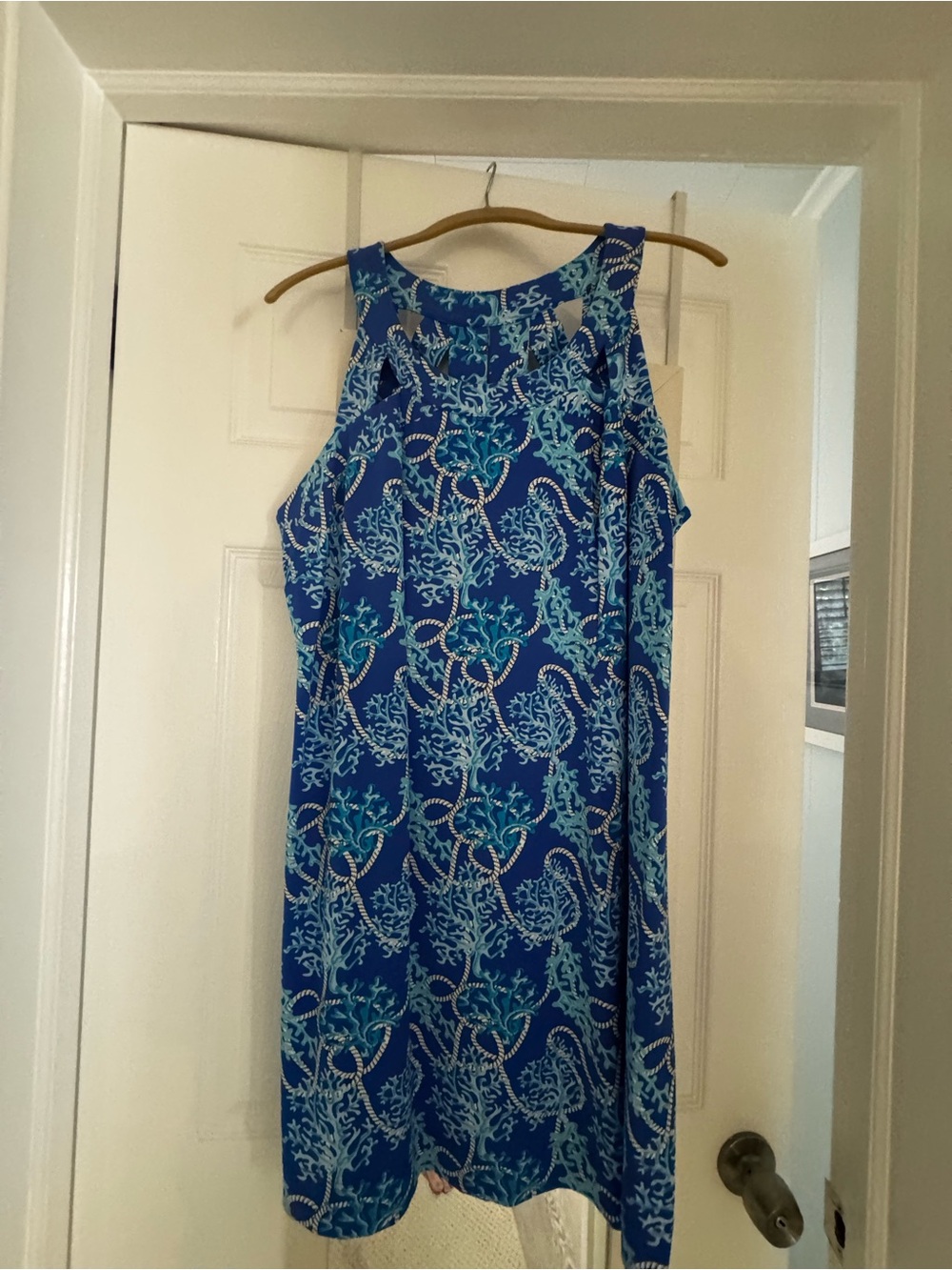 Lulu-B Blue Printed Sleeveless Shift Dress